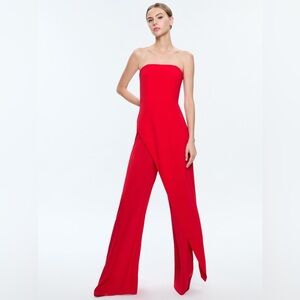 NWT ALICE AND OLIVIA ALONDRA JUMPSUIT IN BRIGHT RUBY SZ 4